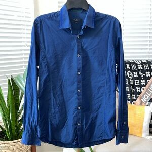 TED BAKER London Men’s Navy Blue Button Down Cotton Shirt Size 3 or M